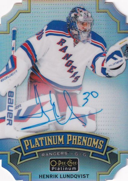 SP AUTO karta HENRIK LUNDQVIST 16-17 OPC Platinum Platinum Phenoms Die-Cuts Autograph číslo OPP-HL